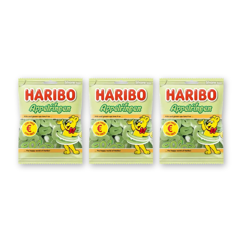 Haribo Appelringen zuur 3-pack