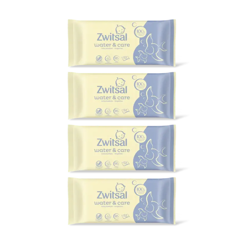 Zwitsal Water & care babydoekjes 4-pack