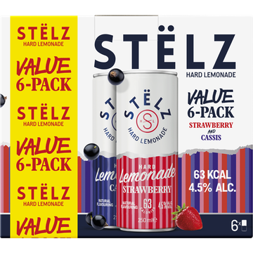 Stelz Hard Lemonade Valuepack Strawberry & Cassis 6x250ML