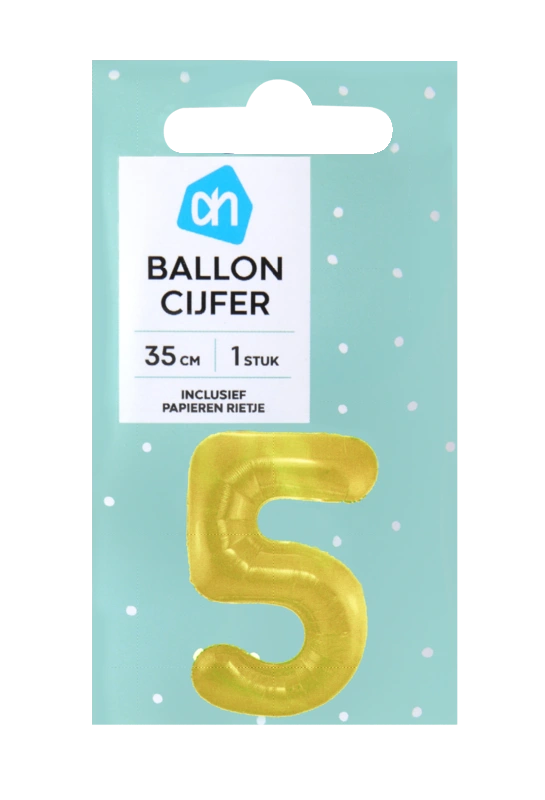 AH Folieballon nr 5 goud 36cm
