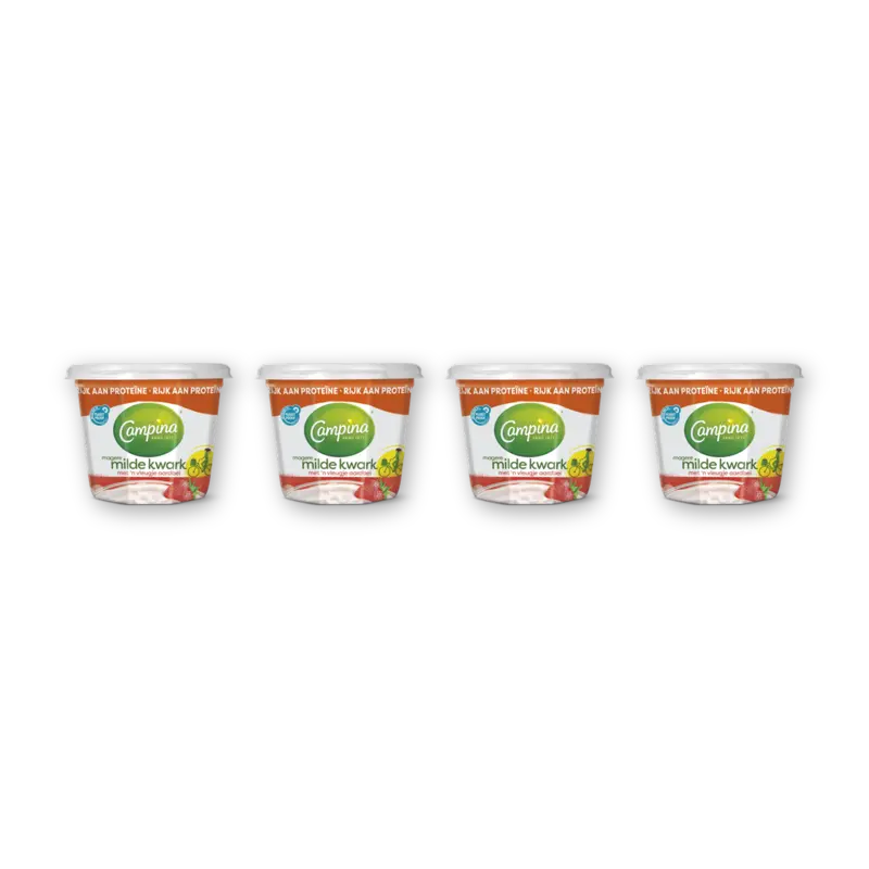 Campina Magere milde kwark aardbei 4-pack