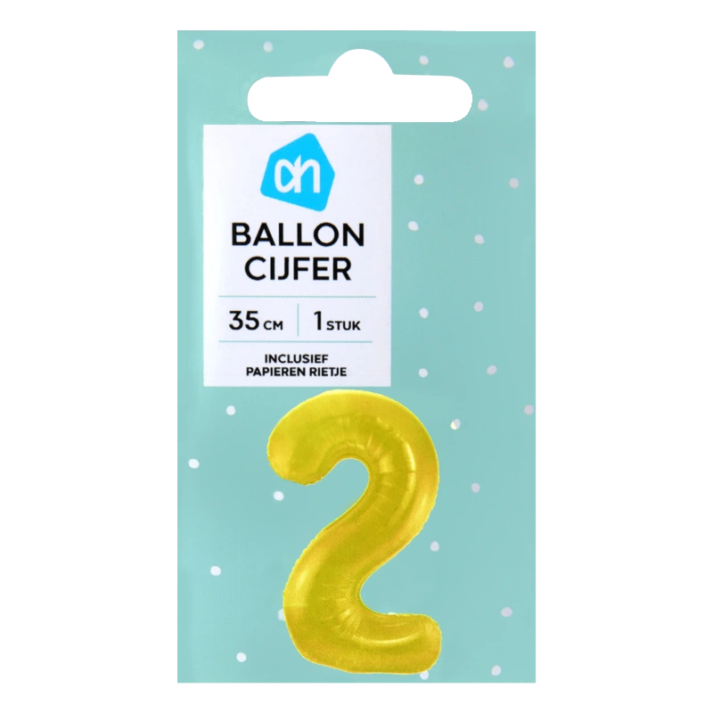 AH Folieballon nr 2 goud 36cm