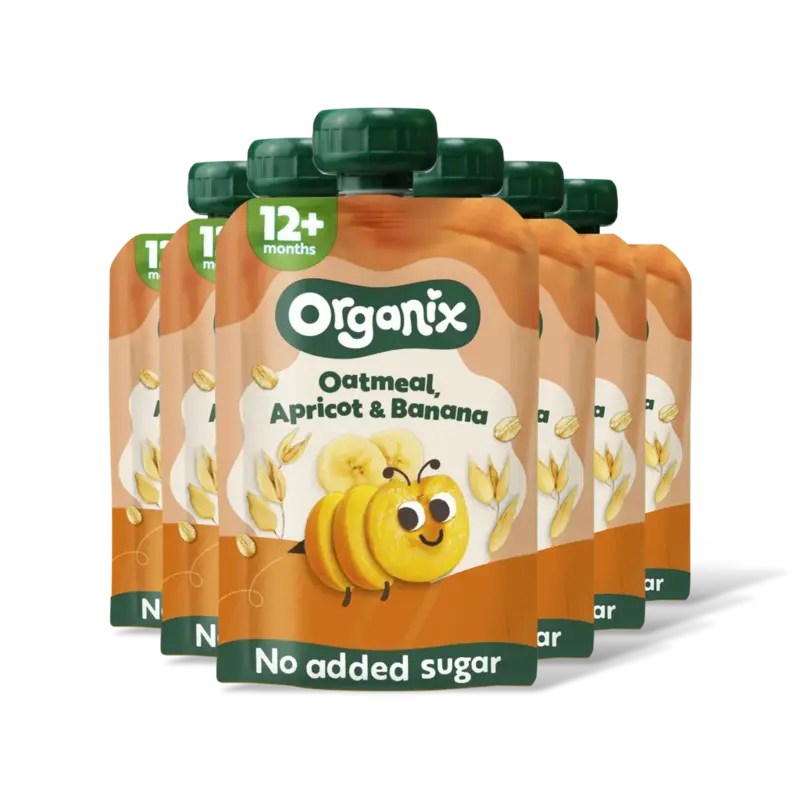 Organix Knijpfruit haver abrikoos banan 12m+ 6pk