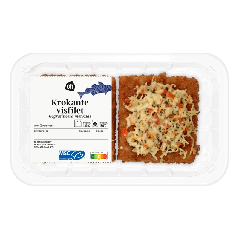 AH Krokante visfilet gegratineerd met kaas