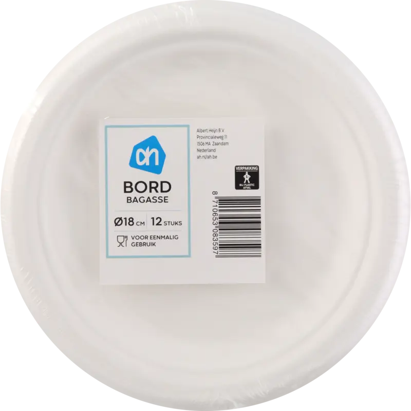 AH Bord rond wit bagasse 180mm