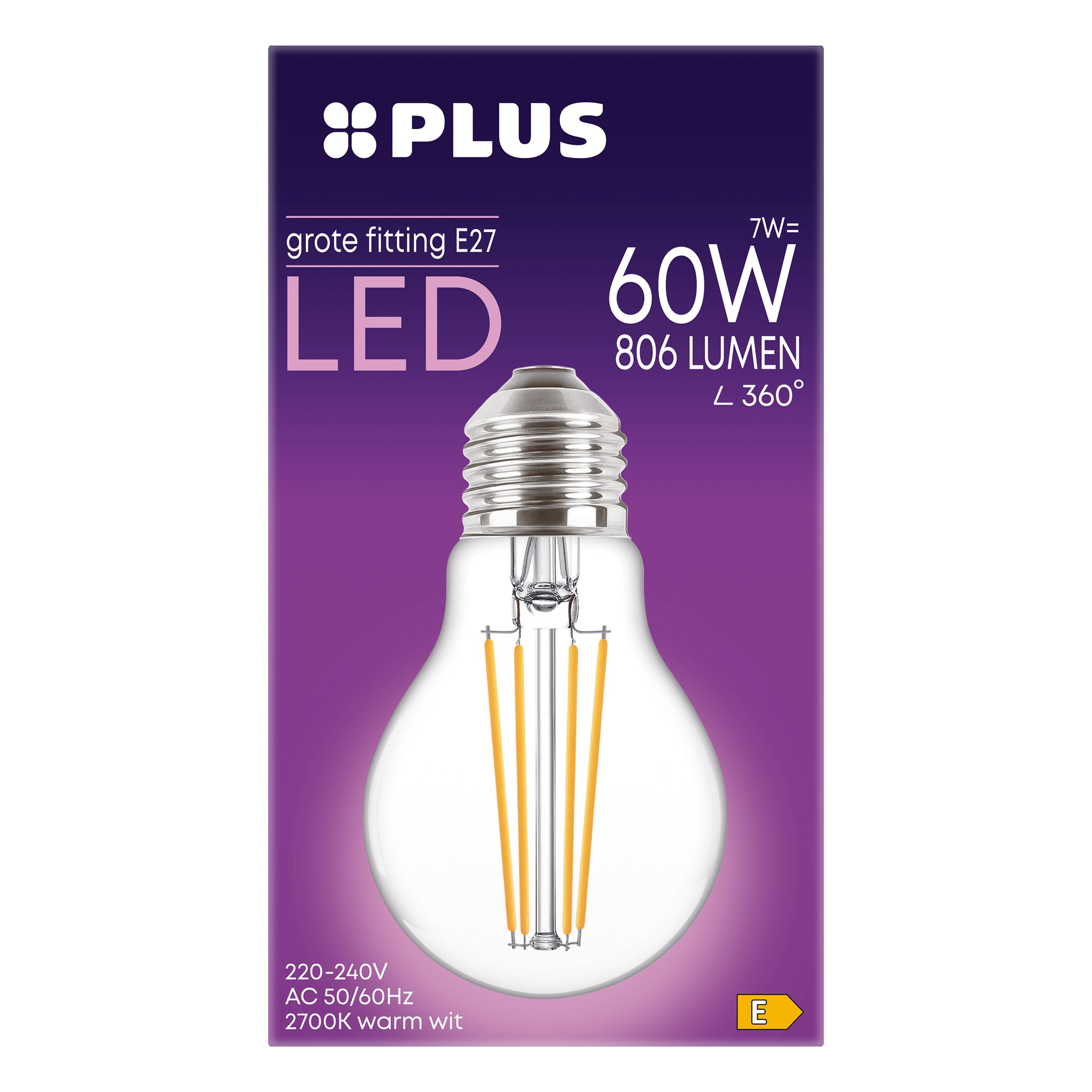 PLUS Lamp LED 60W grote fitting helder