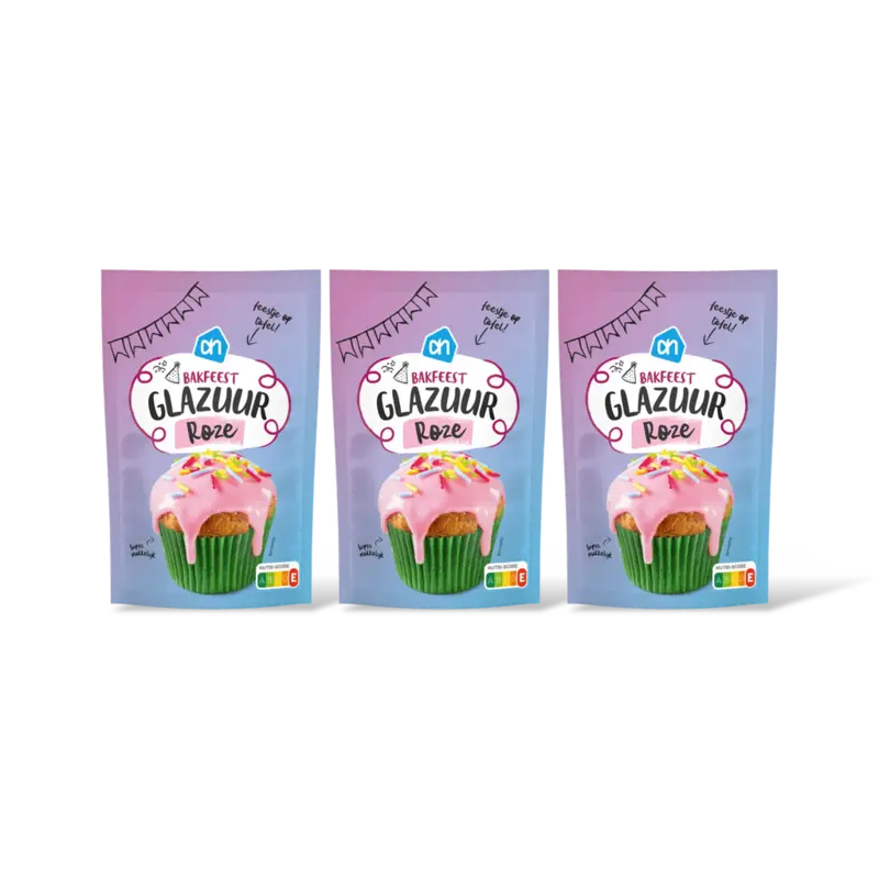 AH Bakfeest glazuur roze 3-pack