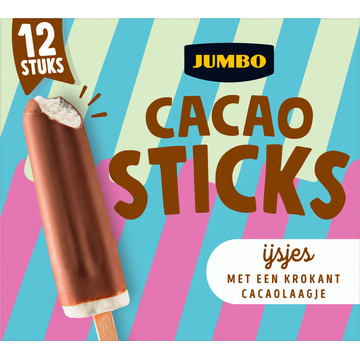 Jumbo Cacao Sticks IJsjes 12 Stuks 720 ml