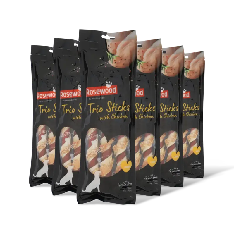 Rosewood Trio sticks with chicken large 6-pack