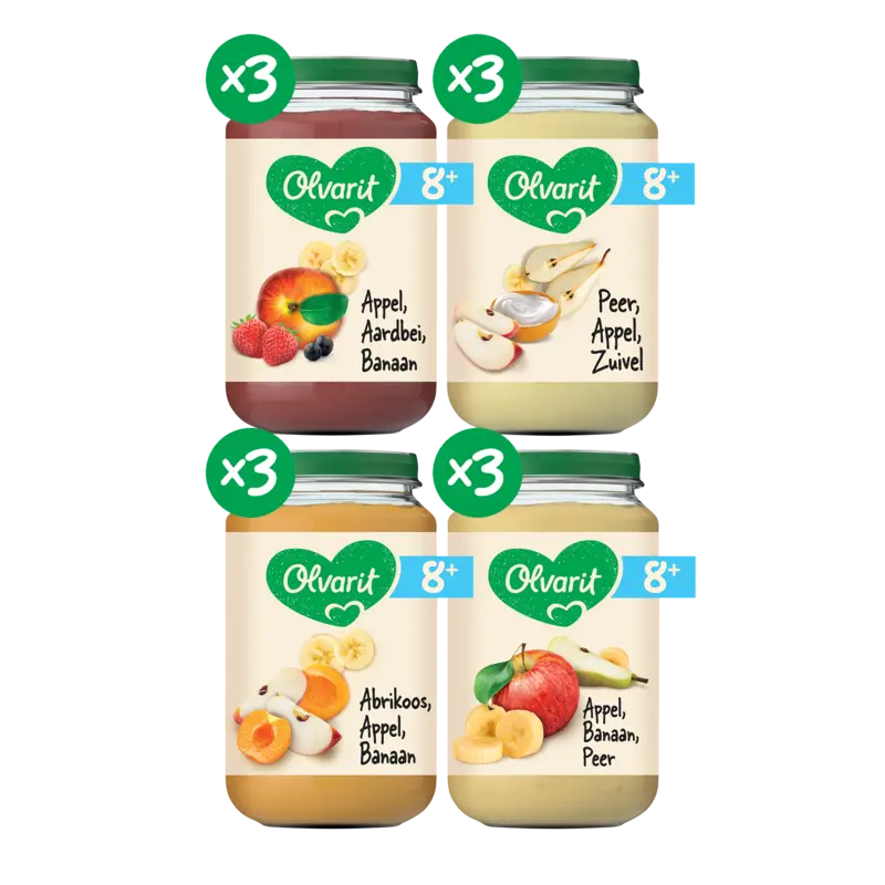 Olvarit 8+ mnd variatie fruit 12-pack