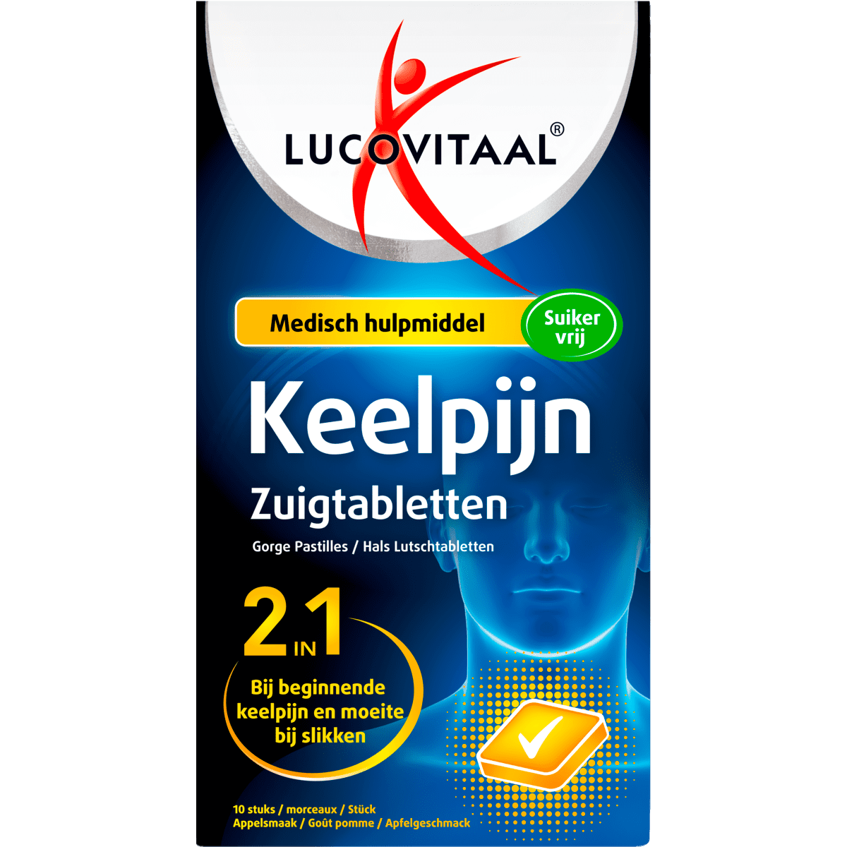 Lucovitaal Keelpijn Zuigtabletten Suikervrij 10 stuks  