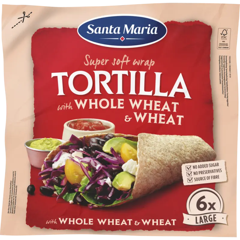 Santa Maria Tortilla wraps met volkorentarwe 6x larg