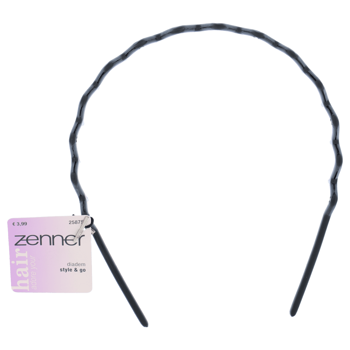Zenner Diadeem Zigzag 3CM Zwart