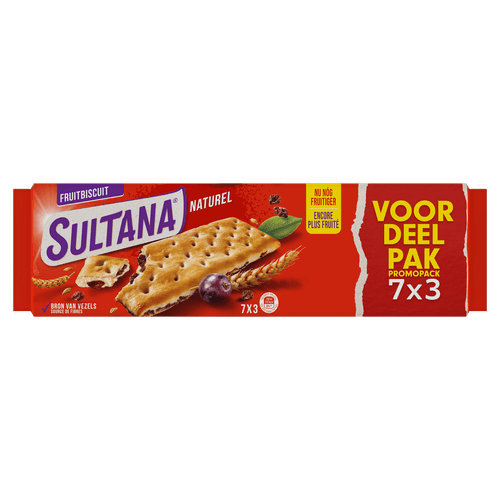 Sultana Fruitbiscuit naturel voordeelpak 7x3 st.