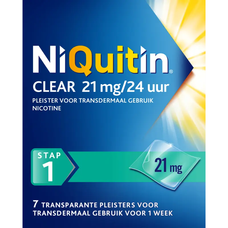 Niquitin Clear 21mg nicotine pleister stap 1