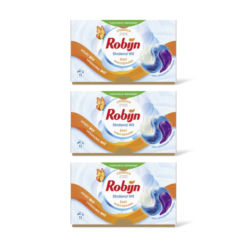 Robijn 3-in-1 Wascapsules stralend wit 3-pack