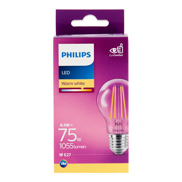 Philips LED filament bulb 75W E27 box