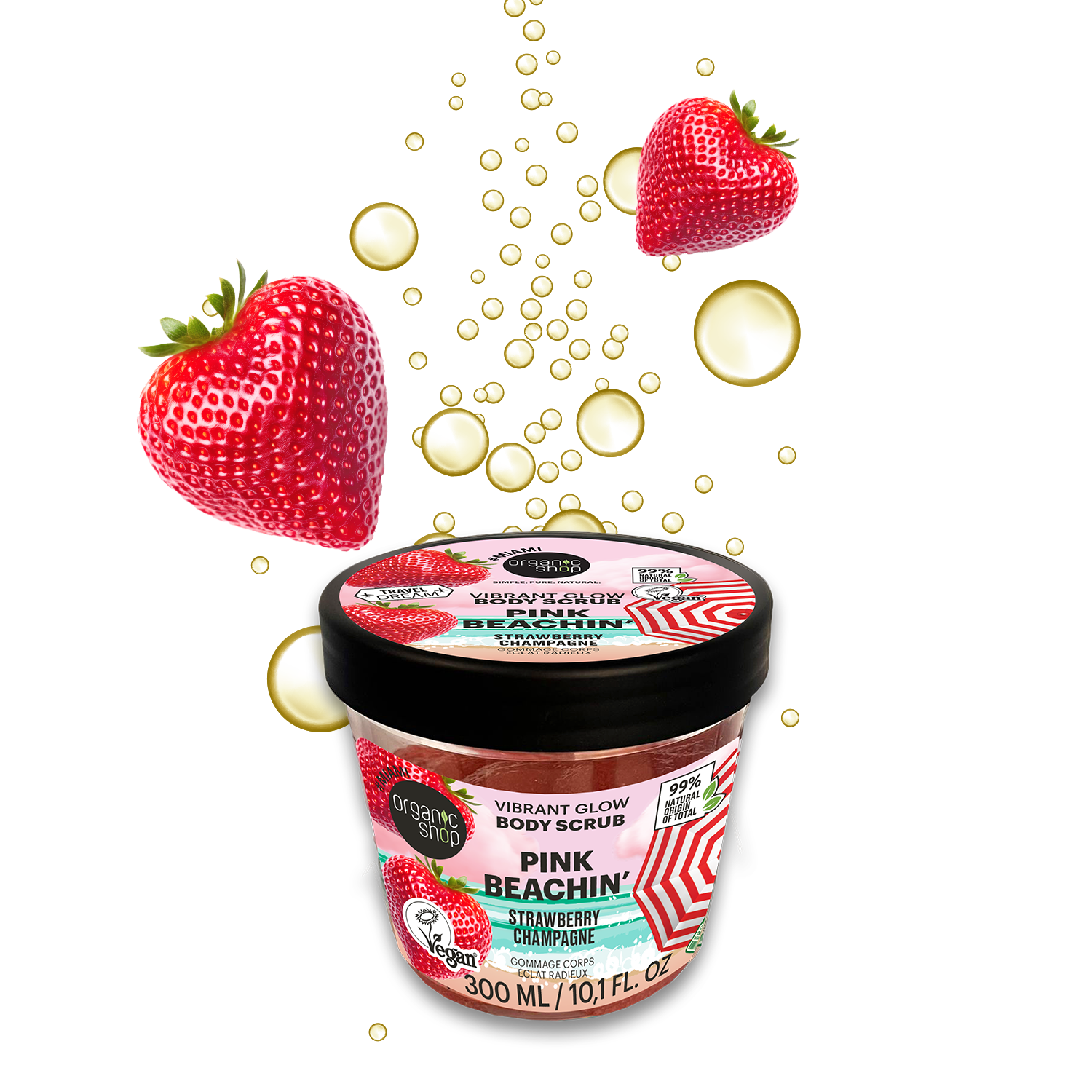 Organic Shop Pink Beachin B-Scrub Vibrant Glow Strawberry 300 ML