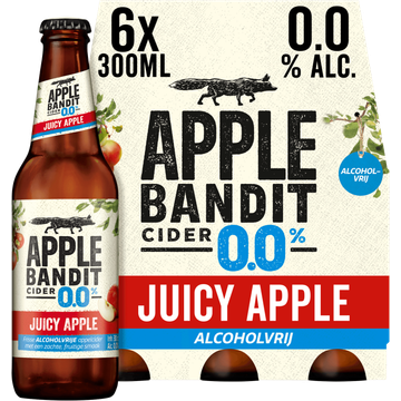 Apple Bandit Juicy Apple 0.0 Cider Fles 6 x 300ml