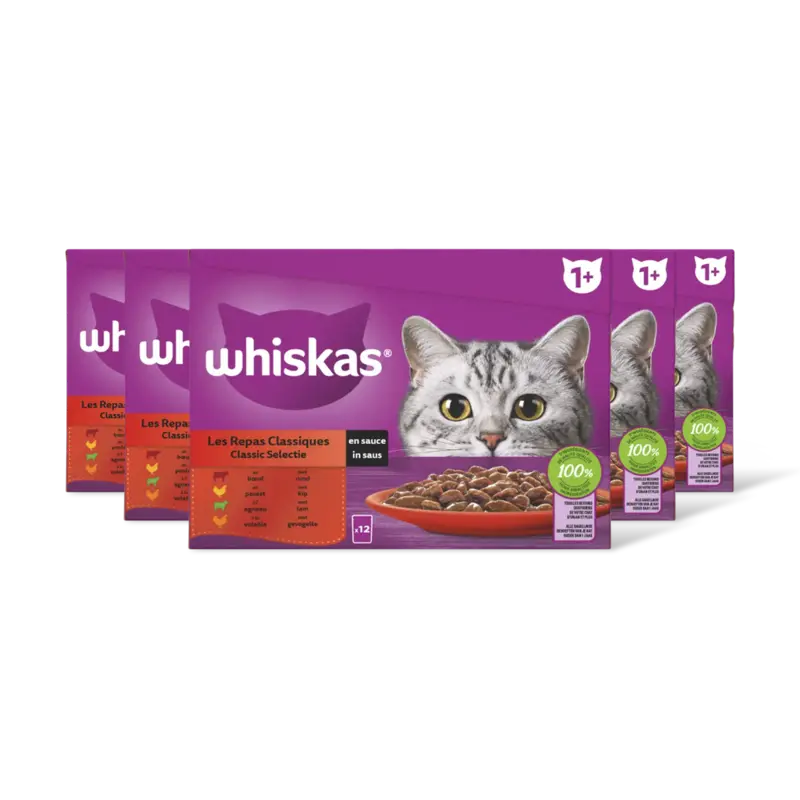 Whiskas 1+ Classic selectie in saus 5-pack