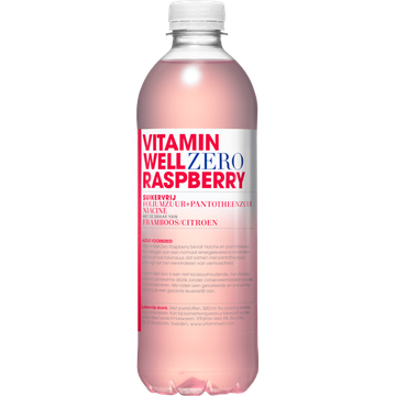 Vitamin Well Suikervrij Foliumzuur+Pantotheenzuur Niacine met de Smaak van Framboos/Citroen 500 ml