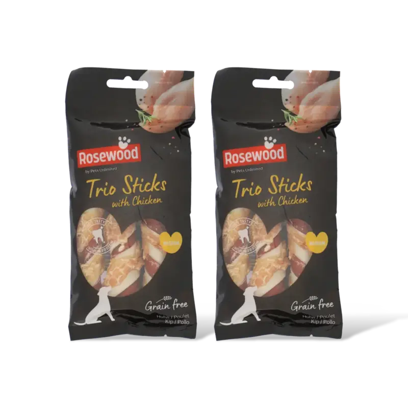 Rosewood Trio sticks with chicken medium 2-pack