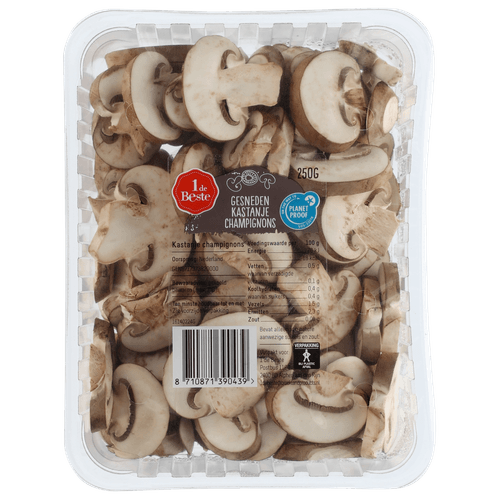 1 de Beste Kastanje champignons gesneden
