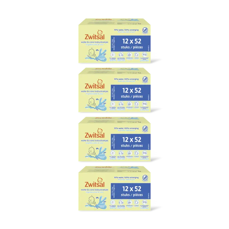 Zwitsal Water&care babydoekjes geur 4-pack