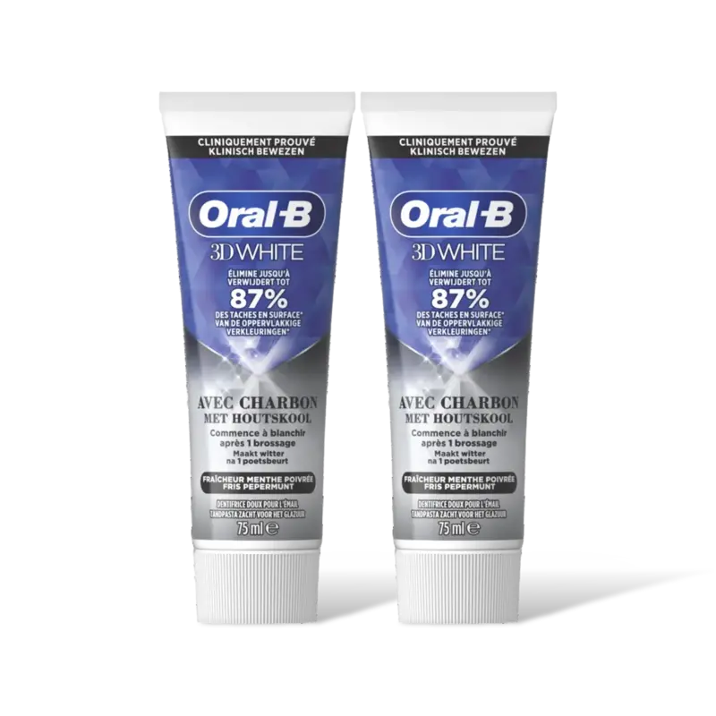 Oral-B 3D White met houtskool tandpasta 2-pack