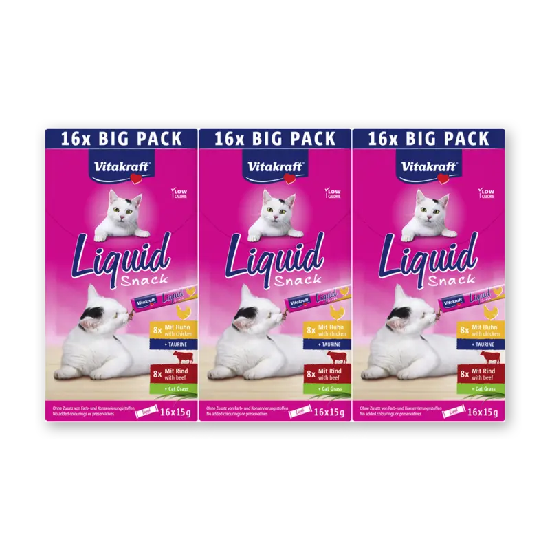 Vitakraft Liquid snack bigpack chicken en beef 3pk