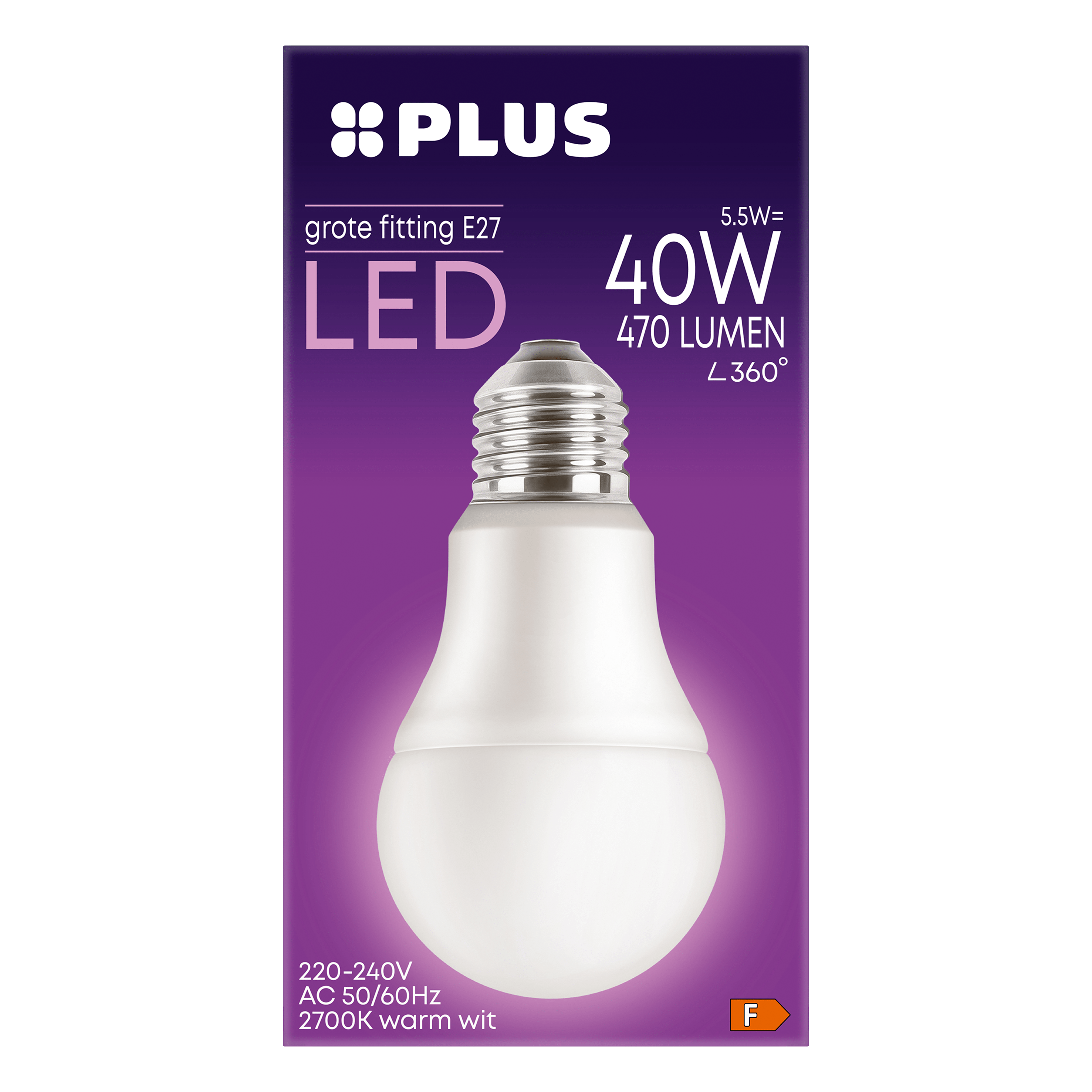 PLUS LED 40W std E27 grote fitting mat