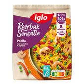 Iglo Roerbaksensatie paella met garnalen en kipfilet