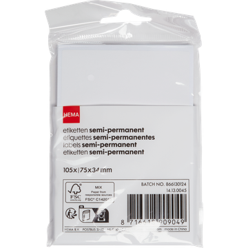 HEMA Labels 75X34mm 105 Stuks
