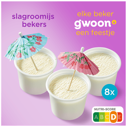 G'woon Slagroomijs bekers 8st