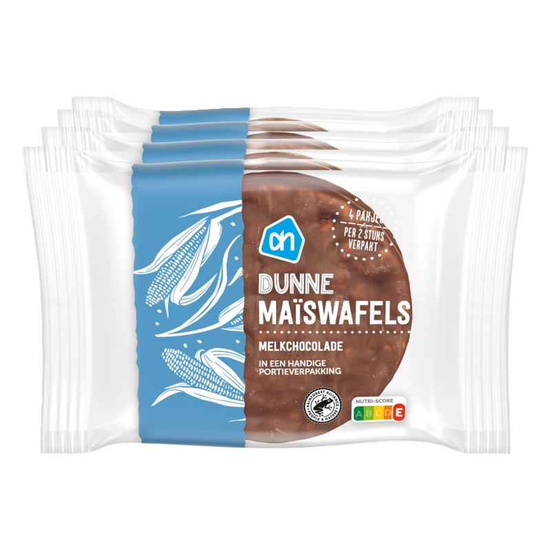 AH Dunne maïswafels melkchocolade 4-pack