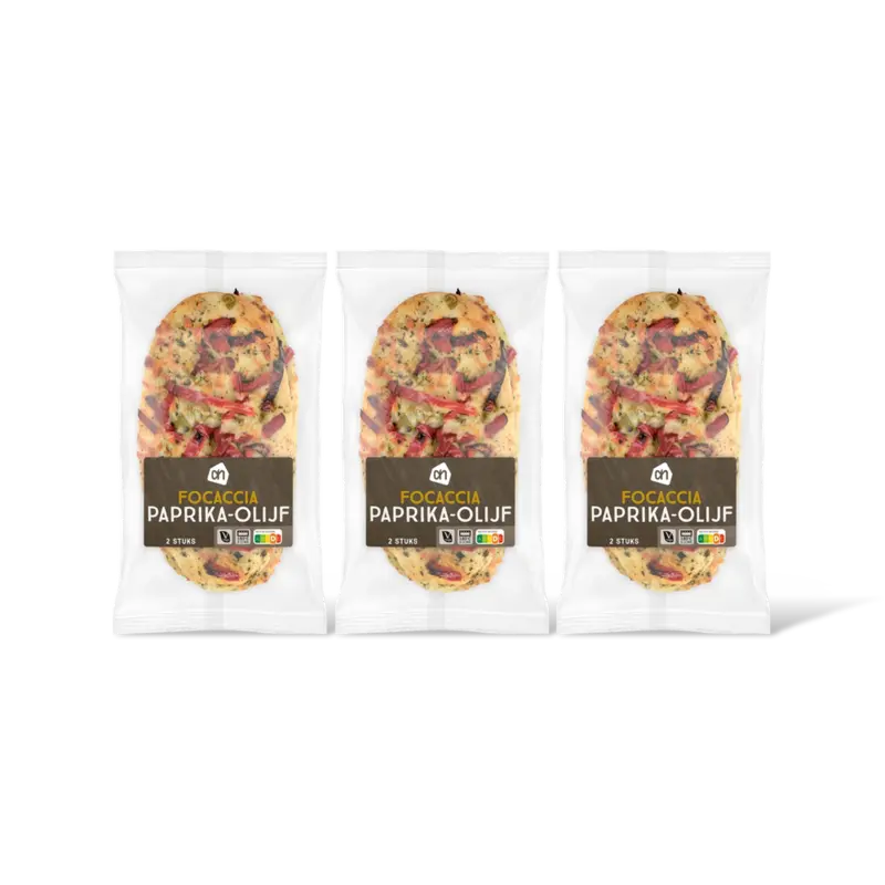 AH Focaccia paprika olijf 3-pack