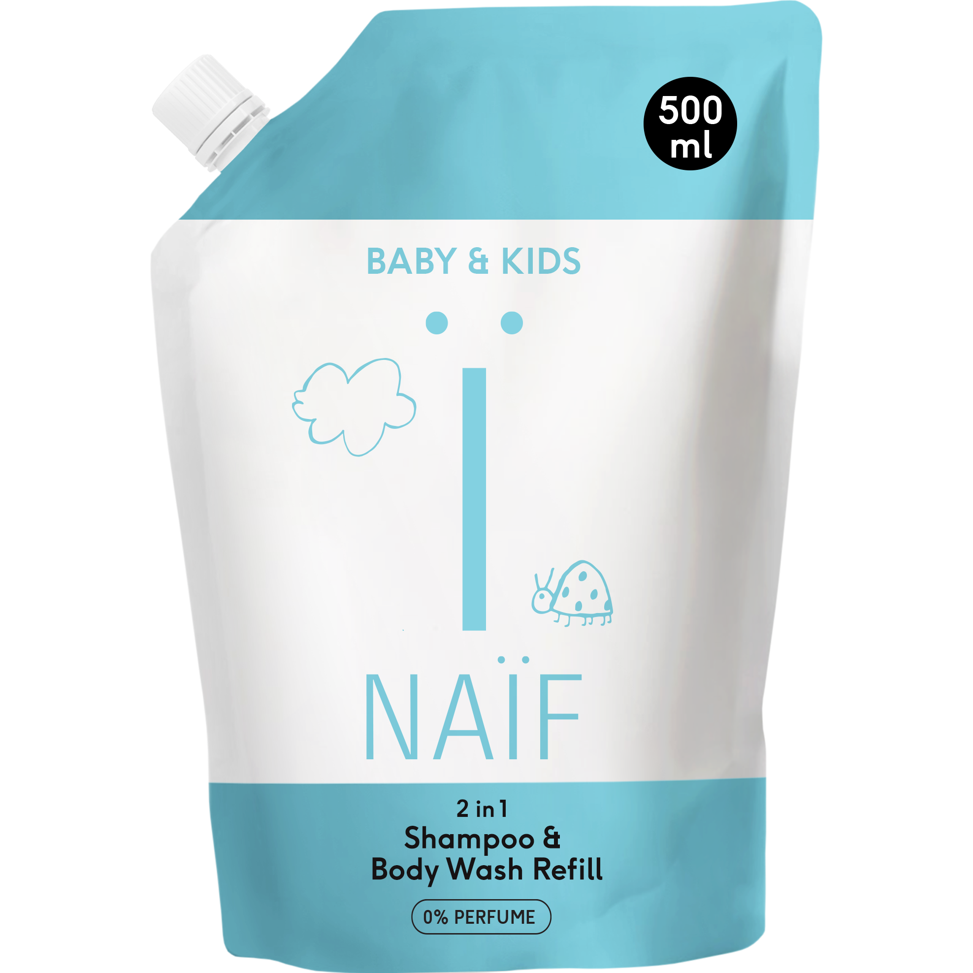Naïf Baby & Kids 2-In-1 Shampoo & Body Wash 0% Parfum Navulverpakking 500 ML