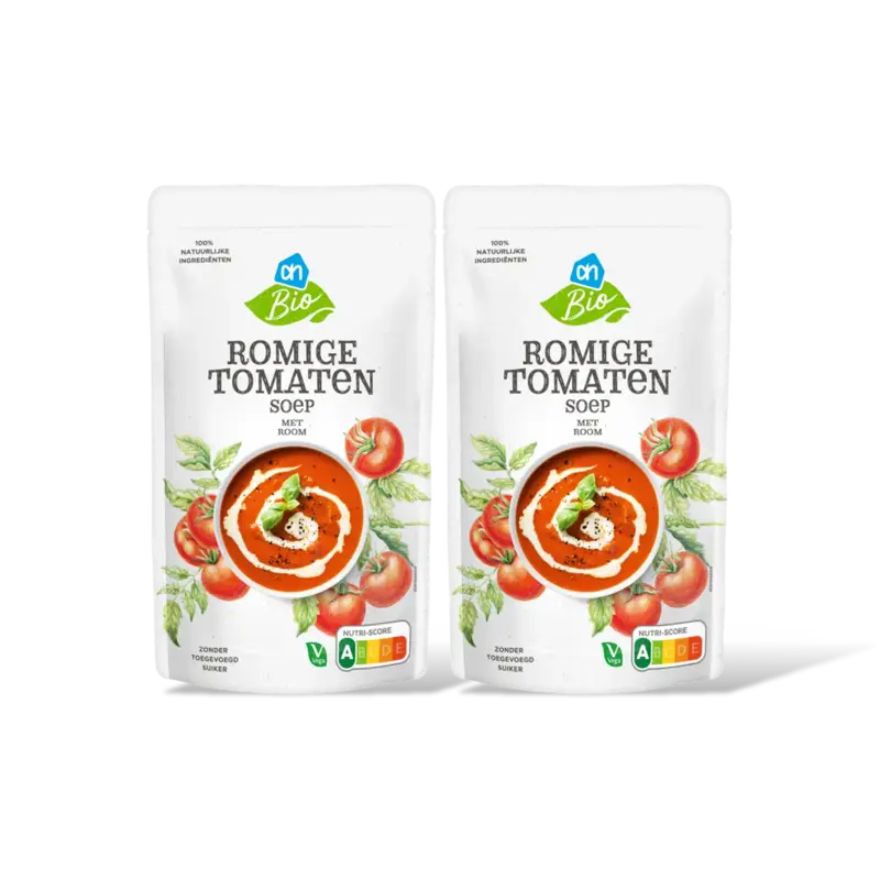 AH Biologisch Romige tomatensoep met room 2-pack