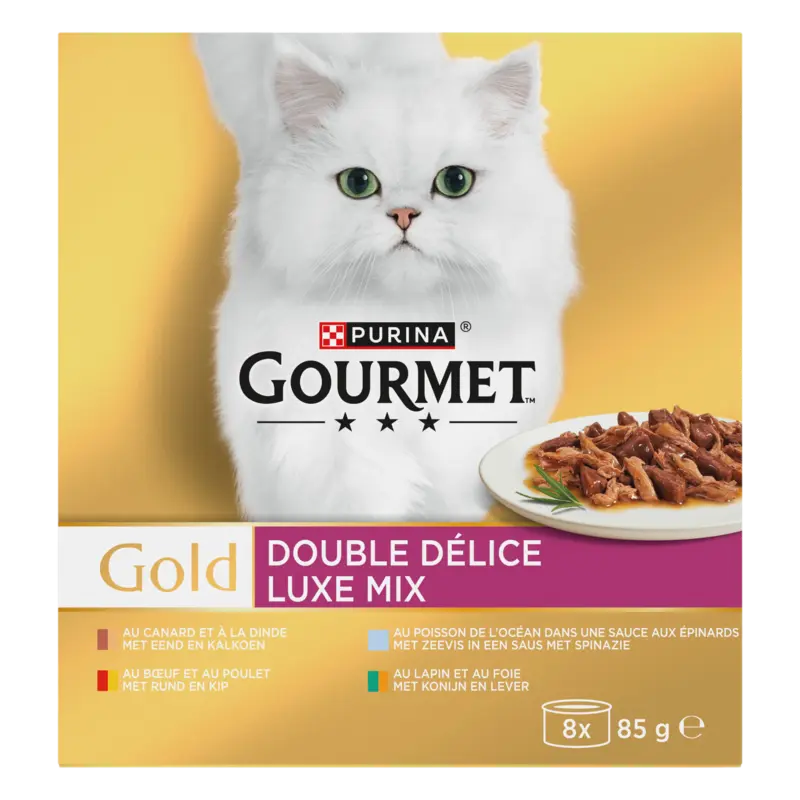 Gourmet Gold luxe mix met rund kip zeevis eend