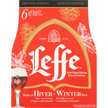 Leffe Winterbier Flessen 6 x 33 cl
