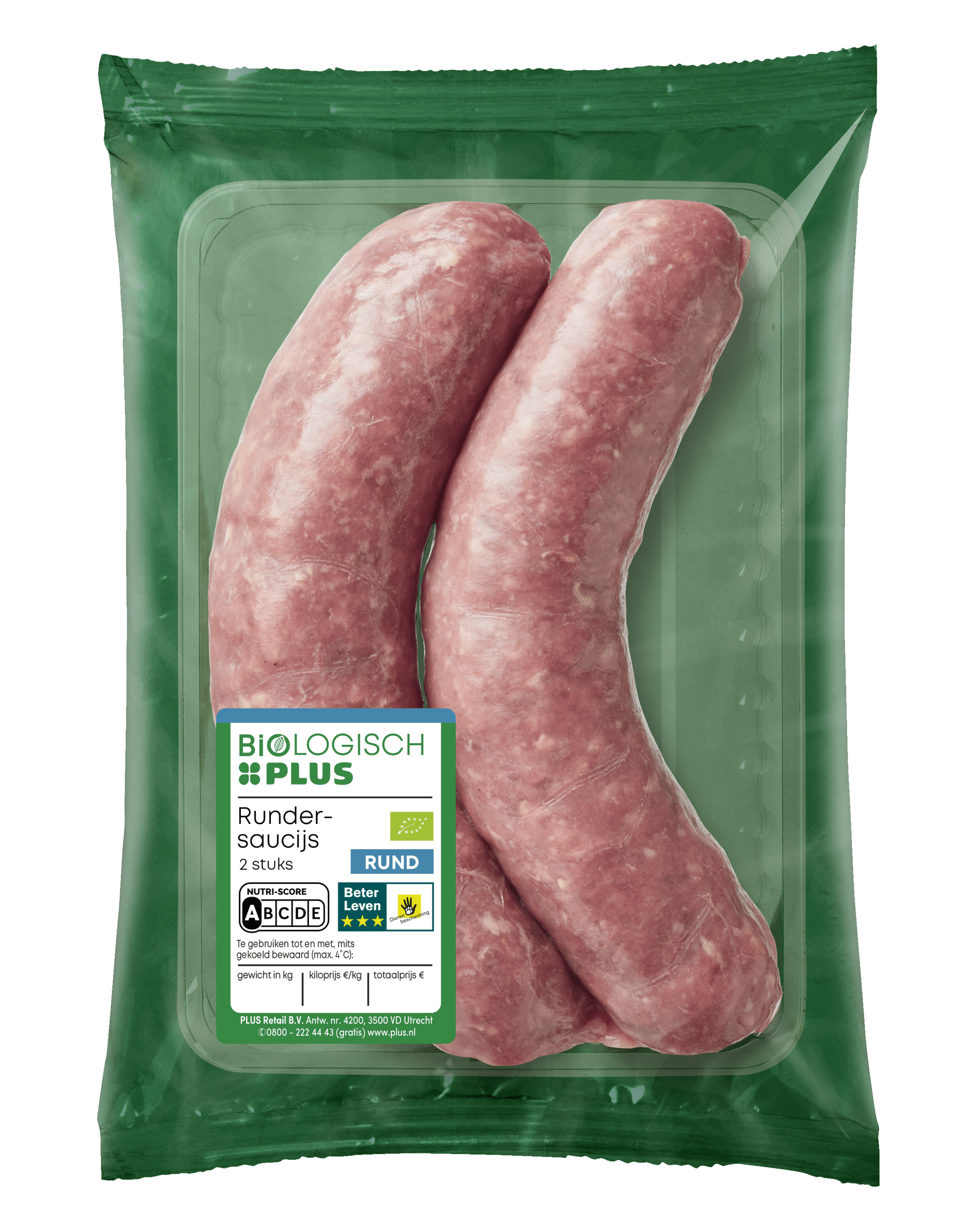 Biologisch PLUS Rundersaucijs 2 stuks