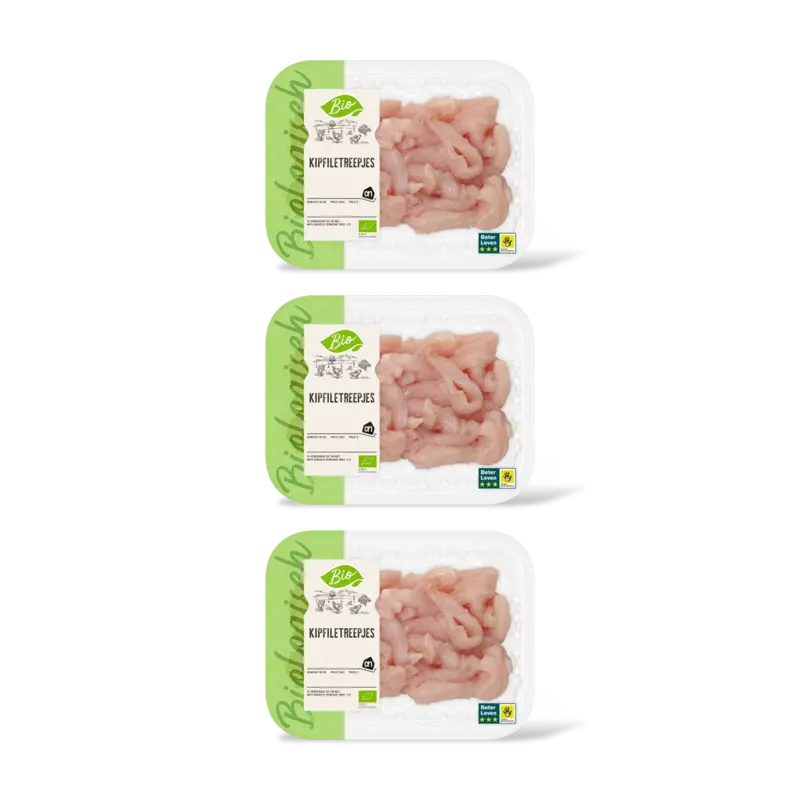 AH Biologisch Kipfiletreepjes 3-pack