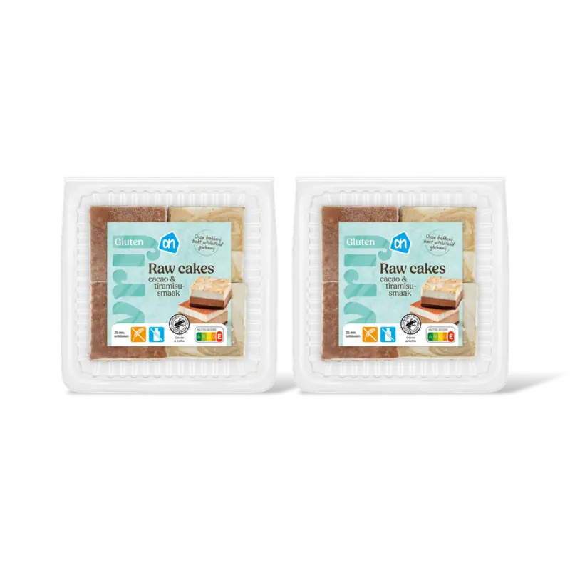 AH Glutenvrij Raw cakes chocolade en tiramisusmaak 2pk