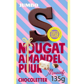 Jumbo Chocoladeletter Puur Massief Nougat Amandel 135 g