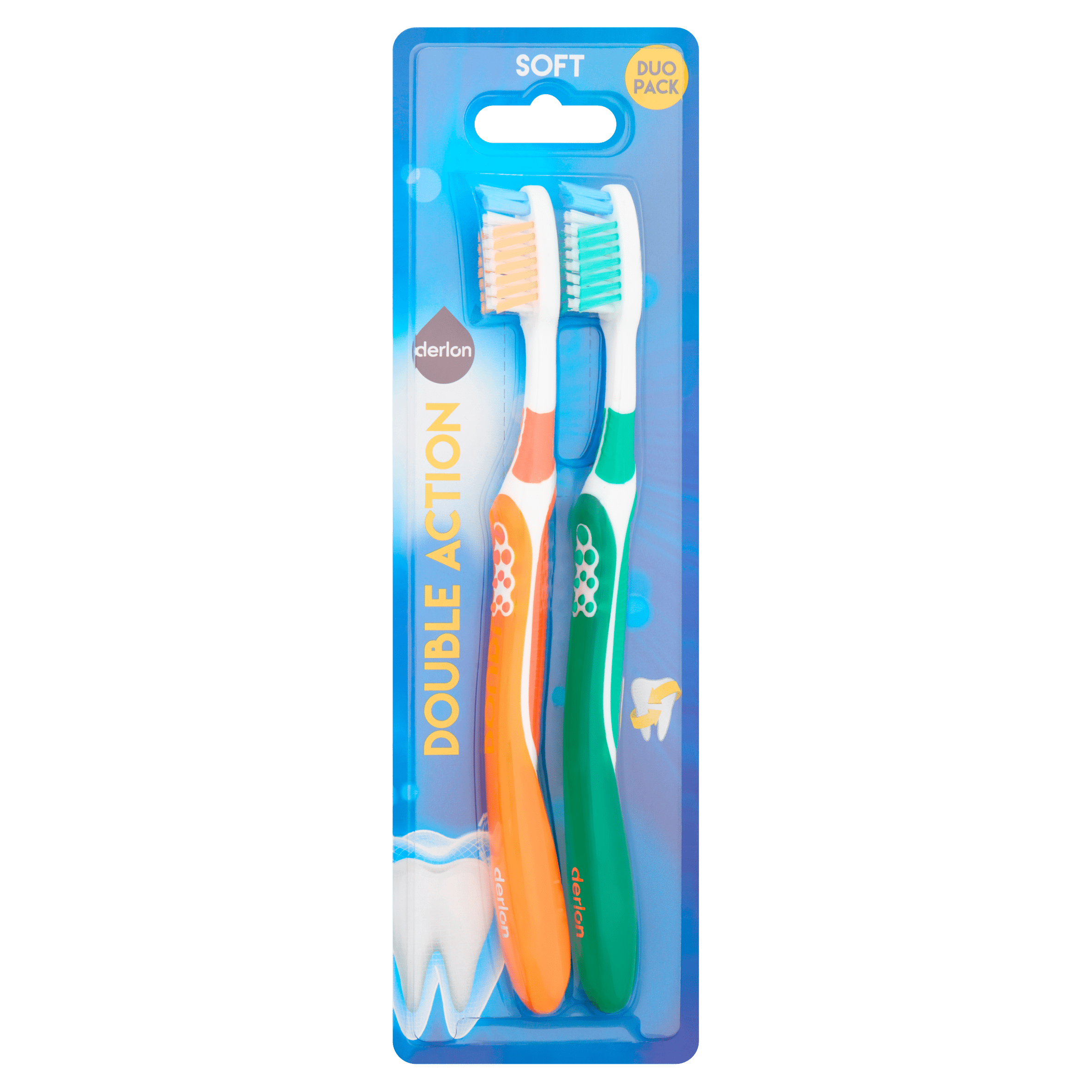 Derlon Tandenborstel double action soft 2-pak