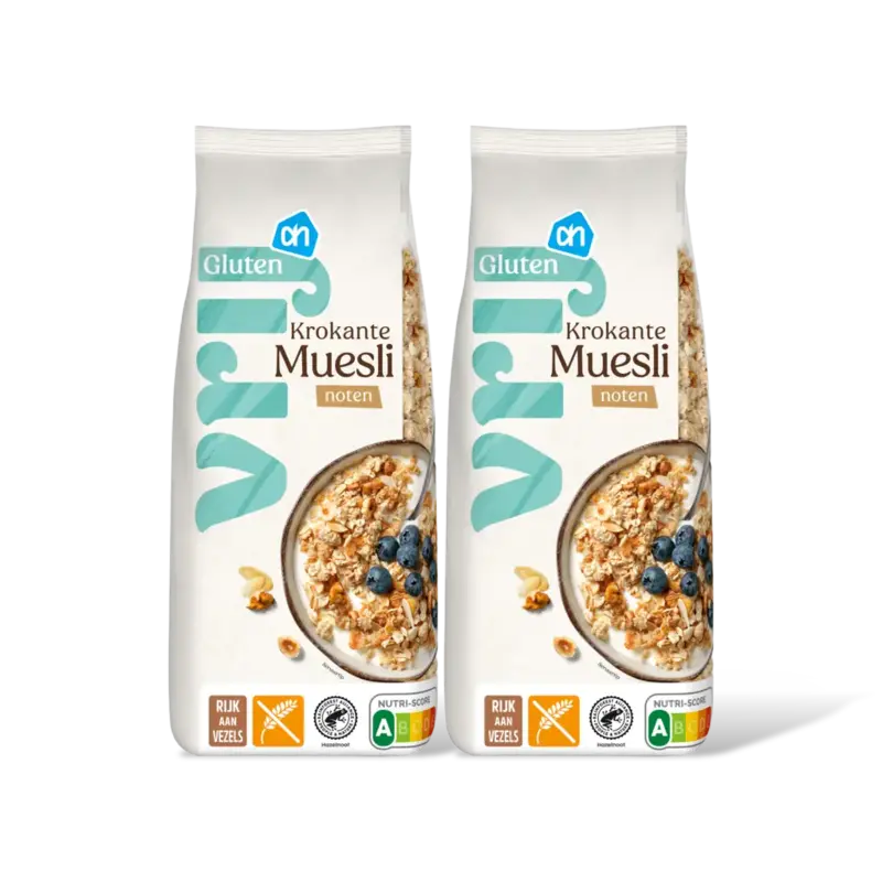 AH Glutenvrij Krokante muesli met noten 2-pack