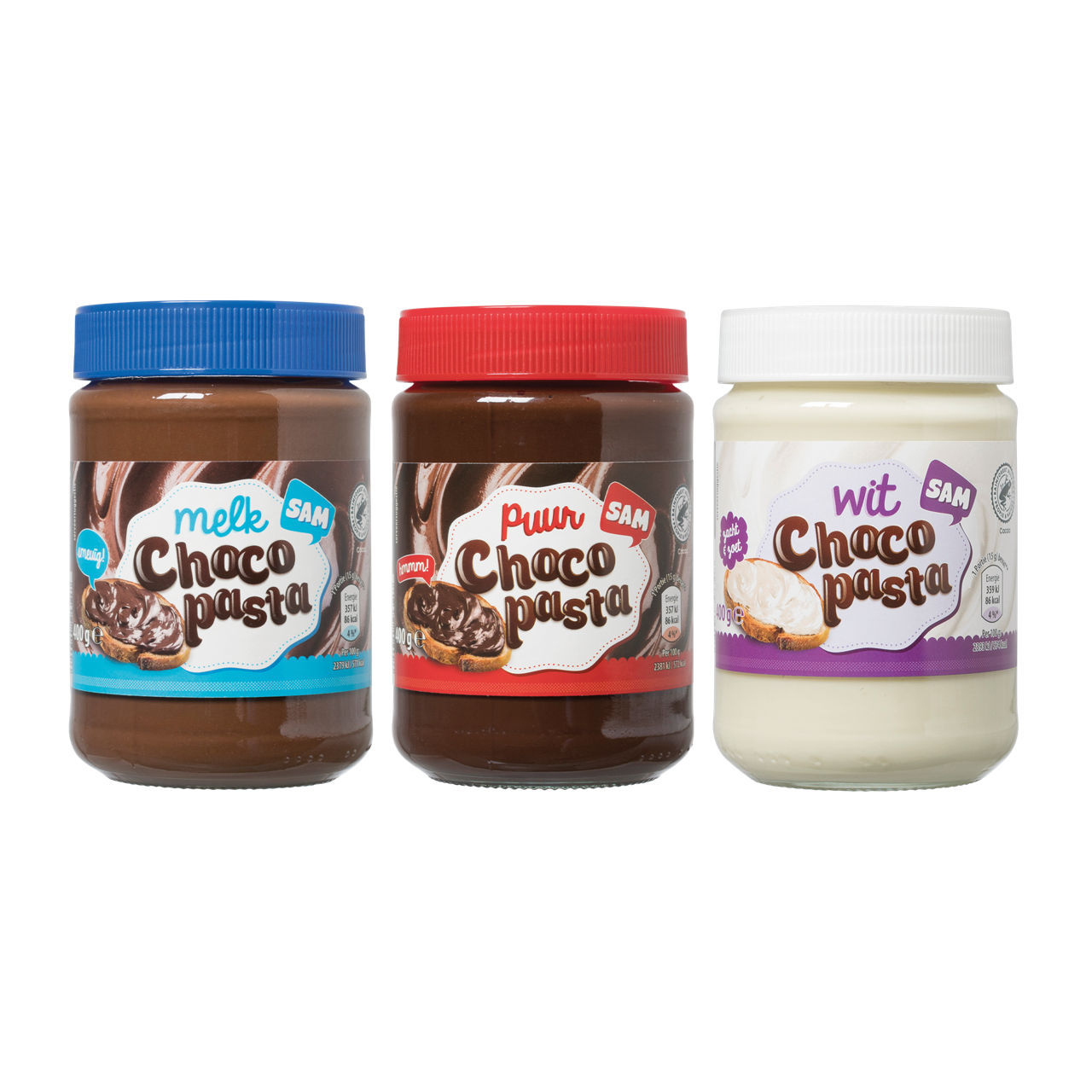 Chocopasta melk, puur of wit