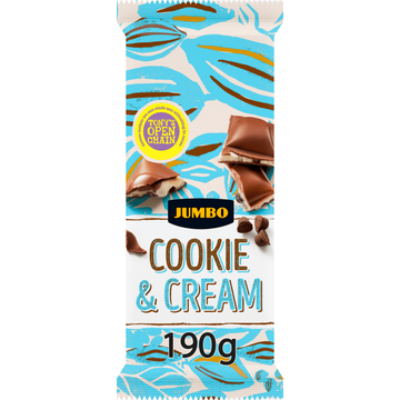 Jumbo Melkchocolade Cookie & Cream 190 g