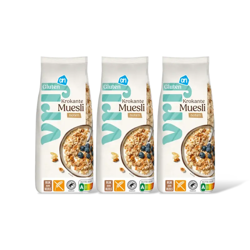 AH Glutenvrij Krokante muesli met noten 3-pack