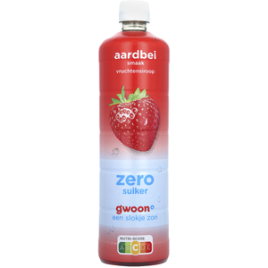 G'woon Aardbei Limonade 0% 750ml Aardbei Vruchtensiroop Zero
